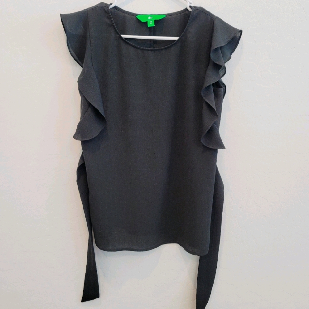 DIP Black Blouse Top with Ruffle Sleeves Size XS